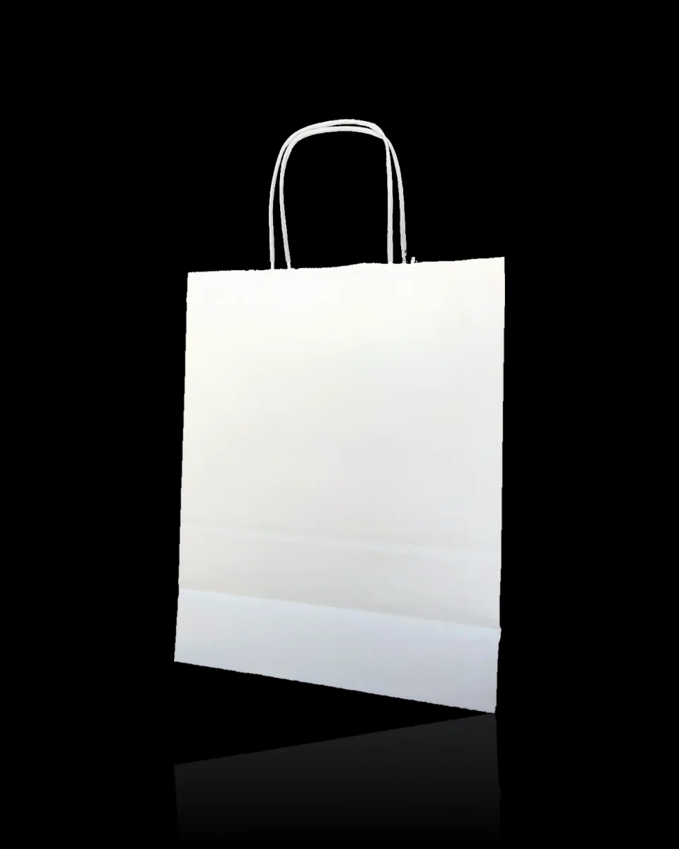 Shopper in carta bianca con manico ritorto